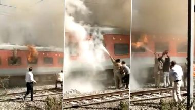 Gandhidham-Puri Express Train Catches Fire Near Nandurbar Railway Station (Watch Video)